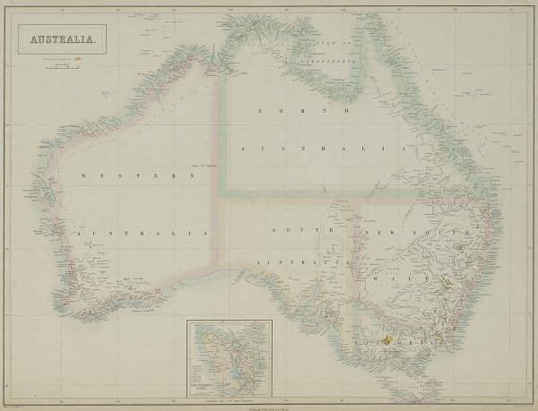 Antique MapArt : 1854 A. Black 'Australia' - Antique Map of Australia/World